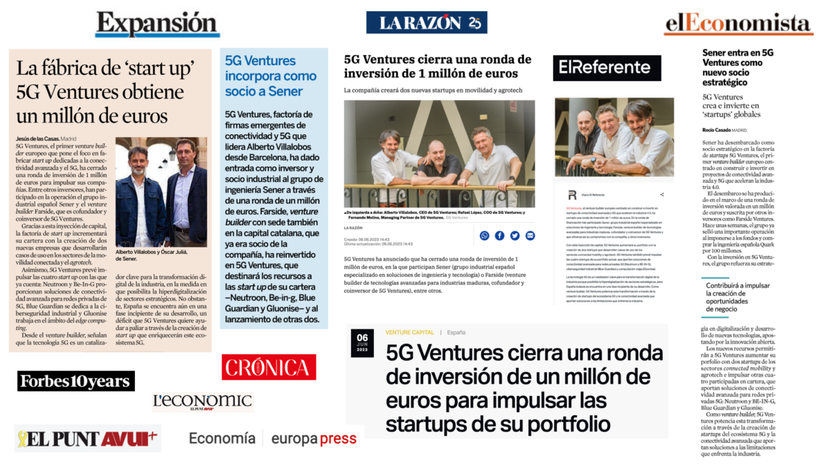 5G Ventures cierra una ronda de inversión de un millón de euros para impulsar las startups de su portfolio